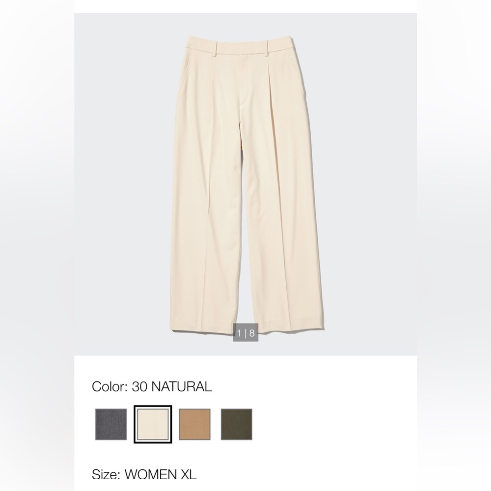 uniqlo wide fit pleated pants in natural color